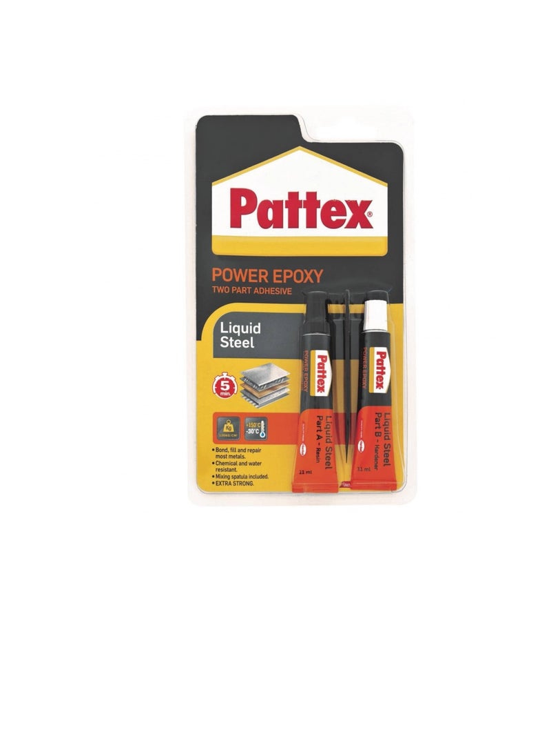 Pattex Power Epoxy Two Part Adhesive - Liquid Steel - 11ml X 2  - Image 2
