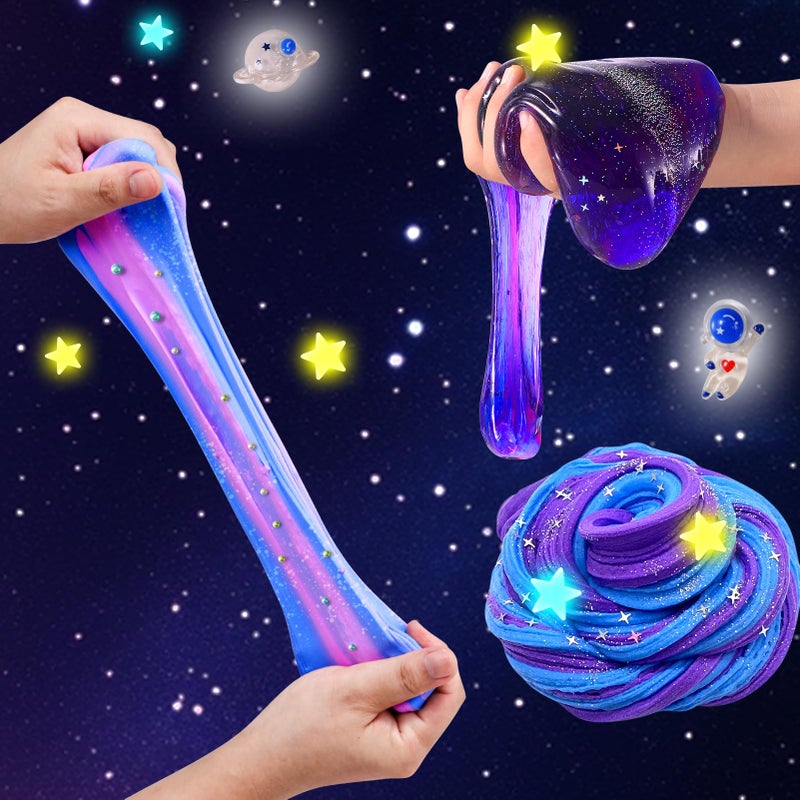 LPFEZRS Mini Galaxy Slime Kit, with Glow in The Dark Stickers,Making Butter Slime, Dark Powder to Make Glitter & Galactic Slime, Stress Relief Toys, Party Favors for Kids, for Girls Boys 6 7 8 9 10 11 12 - Image 5