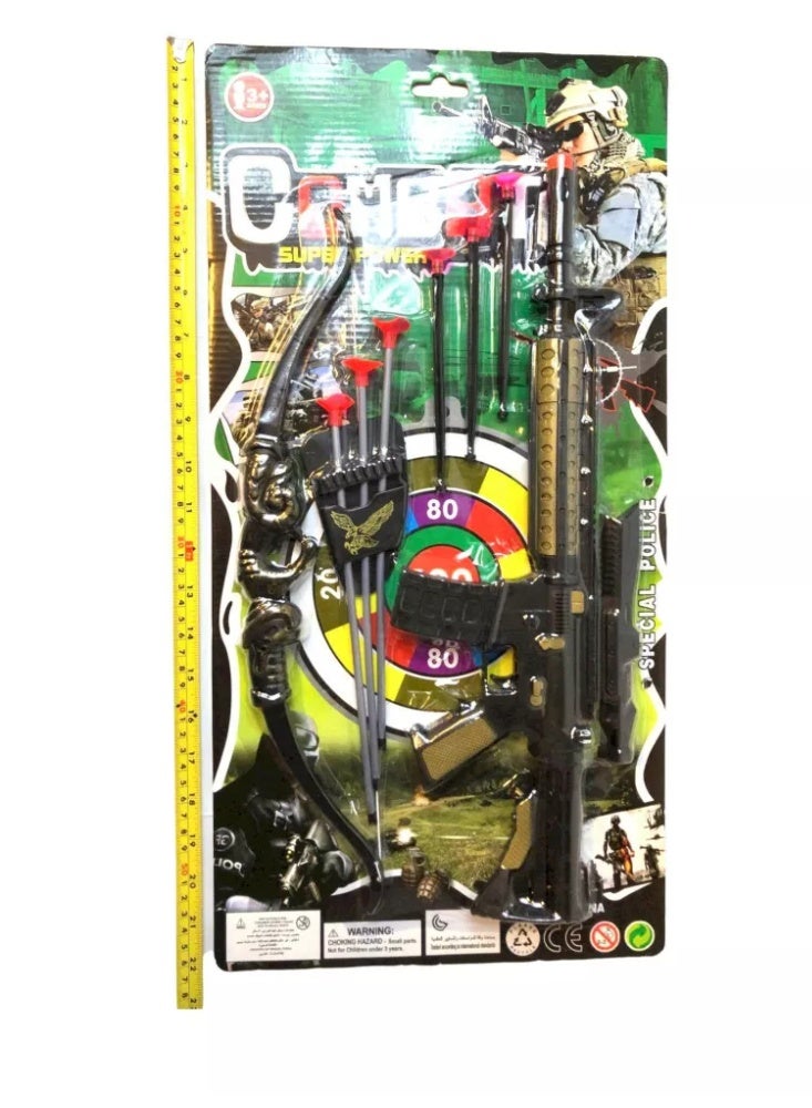 2-in-1 Kids Toy Gun and Archery Bow & Arrow Set