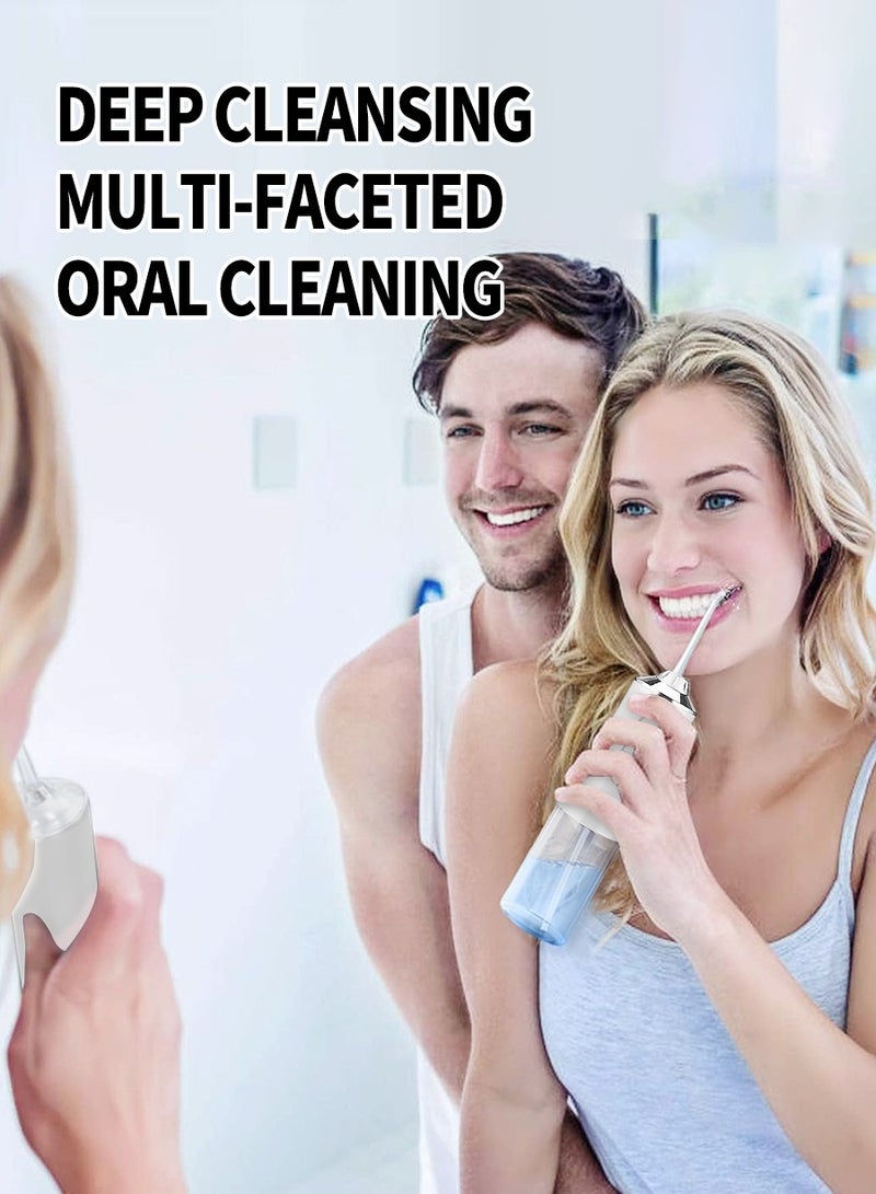 خيط تنظيف الأسنان بالماء، غسول فم، غسول فم لاسلكي مع 4 رؤوس فوهات و3 أوضاع مختلفة لضغط الماء - Image 2