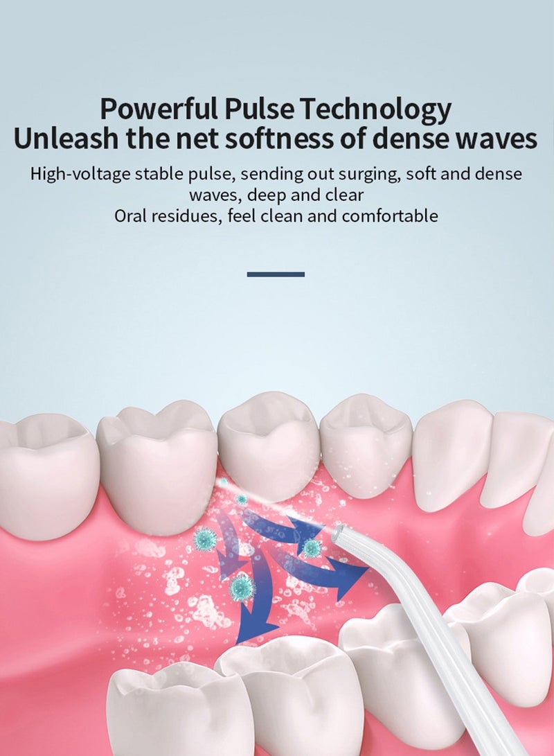 خيط تنظيف الأسنان بالماء، غسول فم، غسول فم لاسلكي مع 4 رؤوس فوهات و3 أوضاع مختلفة لضغط الماء - Image 5
