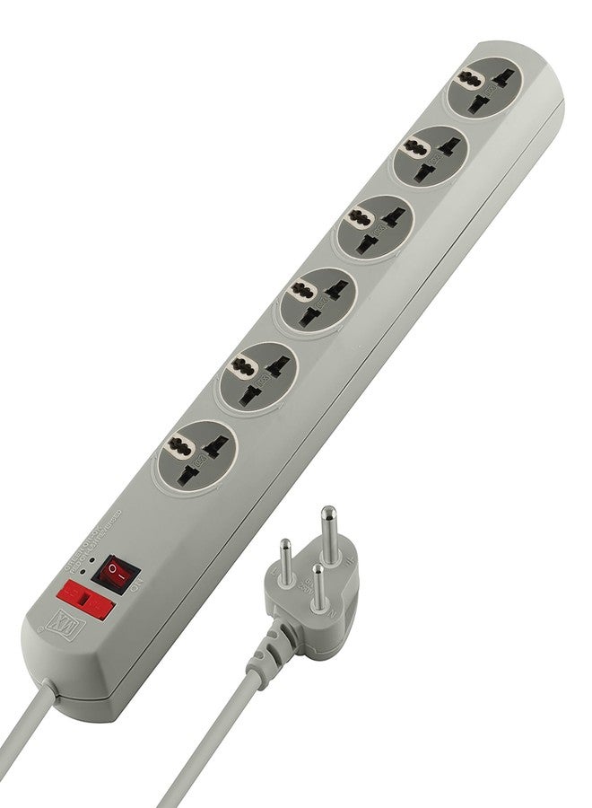 MX 180° Rotatable 6 Universal Socket Spike‑Guard Power Strip - Master Switch, Fuse & LED Indicator, 250 V/10 A, 1.5  Meters Extension Board - Image 1
