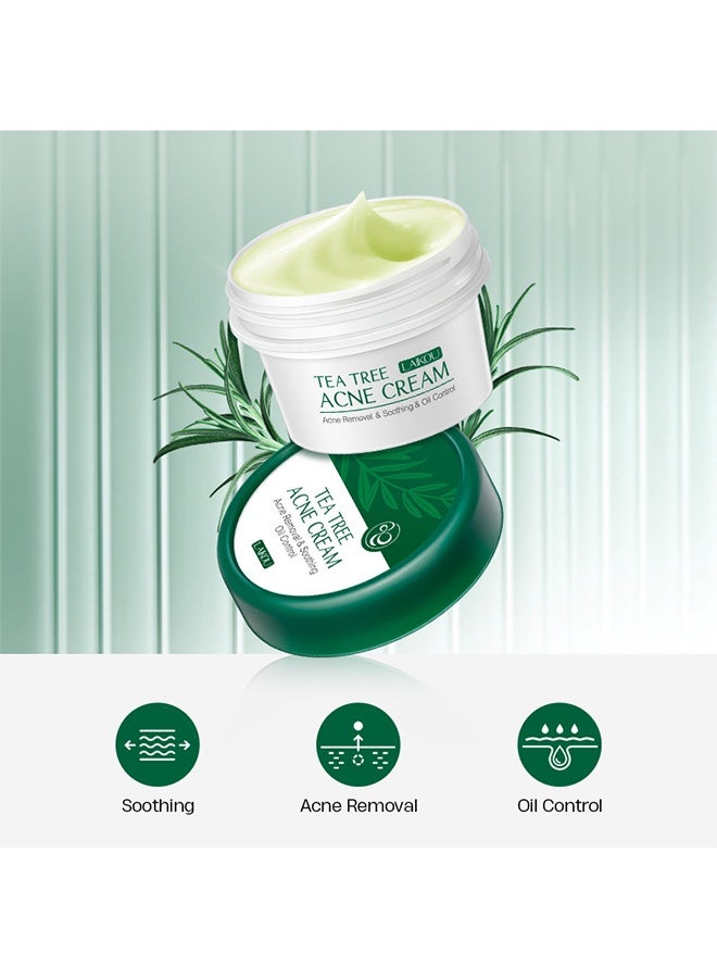 Laikou Tea Tree Acne Cream,Tea Tree Oil Face Cream for Oily Skin, Extra Soothing & Nourishing Non-Greasy Facial Moisturizer, Gently Repair For Dry Skin, Balancing Oily Skin Moisturizer - Non-Greasy Moisturizer - Image 2