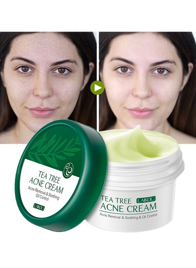 Laikou Tea Tree Acne Cream,Tea Tree Oil Face Cream for Oily Skin, Extra Soothing & Nourishing Non-Greasy Facial Moisturizer, Gently Repair For Dry Skin, Balancing Oily Skin Moisturizer - Non-Greasy Moisturizer - Image 1