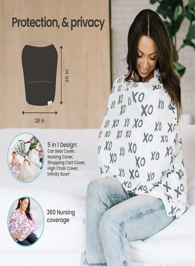 Copper Pearl Nursing Cover for Breastfeeding – Multi-Use Baby Car Seat Canopy, Stroller Shade & Breast Feeding Wrap for Women, Stretchy Breathable Carseat Shawl for Boy or Girl, Slate - Image 3