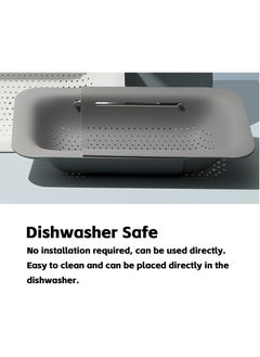 Teuuea 4 Pieces Adjustable Dish Drying Rack, Extendable Kitchen Sink Drain Basket Drainer Strainer, Stackable Retractable Portable Over the Sink Colander Organizer, for Vegetable Fruit (Green and Gray)  - Image 3