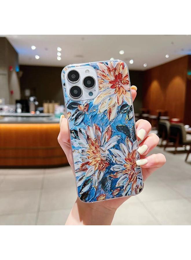 زبون جراب لهاتف iPhone 12 Pro Max مصنوع من مادة TPU الإيبوكسي المطلية بالزيت برقائق ذهبية - Image 1