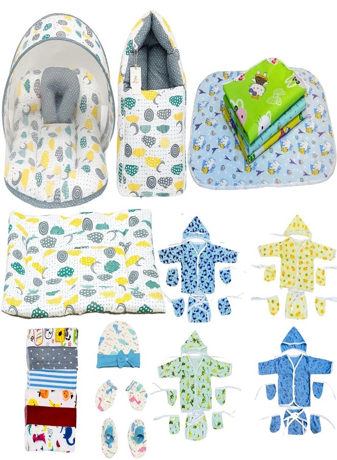 Infantbond by Fareto Newborn Baby All Season Essential Combo Set (36 in 1) | All-in-One Soft Care Kit for Newborns (0-6 Months) | Premium Baby Gift Set (Grey Spiral) - Image 1