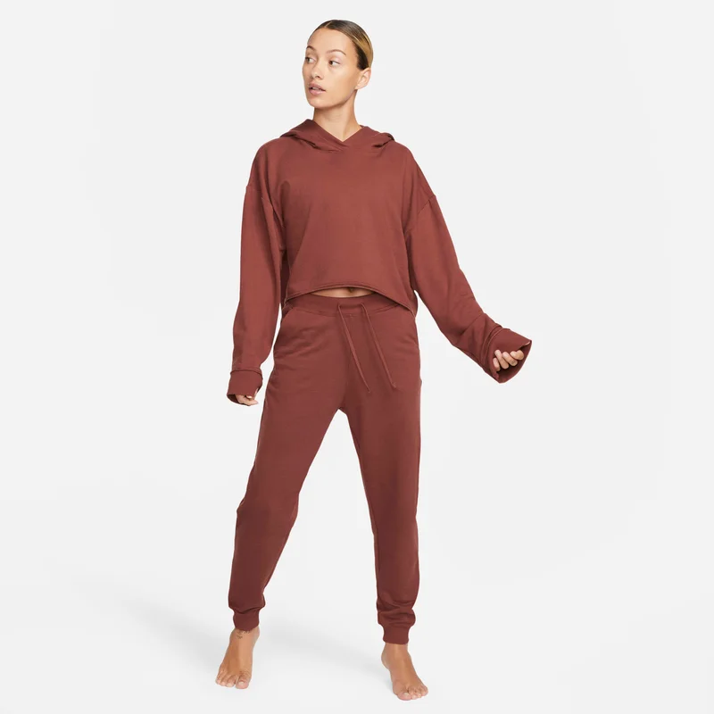Nike Maroon Women's Yoga Luxe Cropped Fleece Hoodie for Women | Best Price UAE