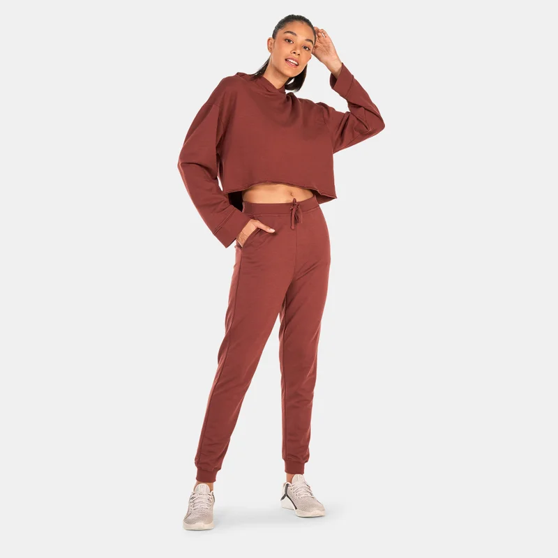 Nike Maroon Women's Yoga Luxe Cropped Fleece Hoodie for Women | Best Price UAE