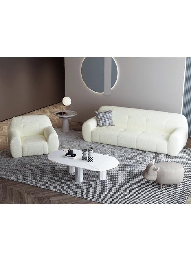 Generic Boucle Bliss 4-Seater Sofa and Chair Set Elegant Comfort for Your Living Space  - Image 1
