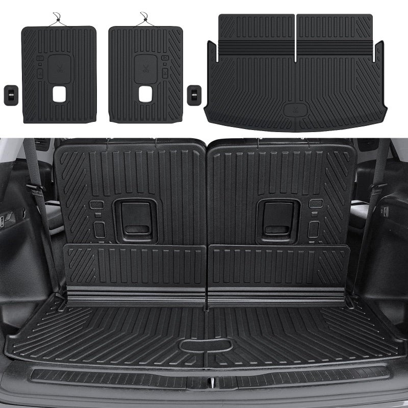 HOUCLEMIC Cargo Mat for 2021-2025 2026 Jeep Grand Cherokee L, All Weather TPE Rear Cargo Liner Trunk Mat with 3rd Row Seatback Cover for Jeep Grand Cherokee L Accessories - Image 1