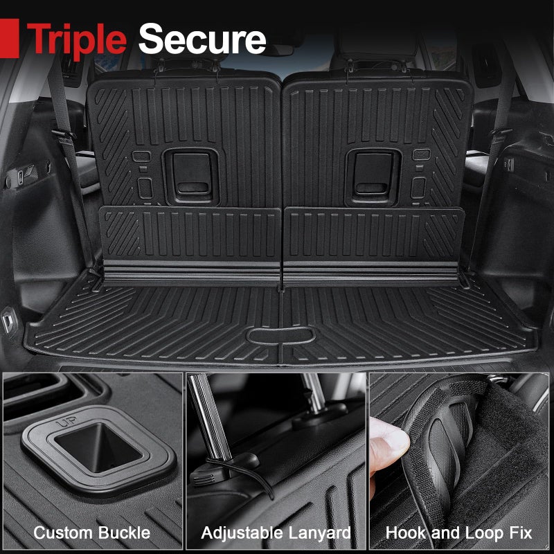 HOUCLEMIC Cargo Mat for 2021-2025 2026 Jeep Grand Cherokee L, All Weather TPE Rear Cargo Liner Trunk Mat with 3rd Row Seatback Cover for Jeep Grand Cherokee L Accessories - Image 3