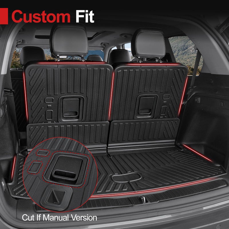 HOUCLEMIC Cargo Mat for 2021-2025 2026 Jeep Grand Cherokee L, All Weather TPE Rear Cargo Liner Trunk Mat with 3rd Row Seatback Cover for Jeep Grand Cherokee L Accessories - Image 5