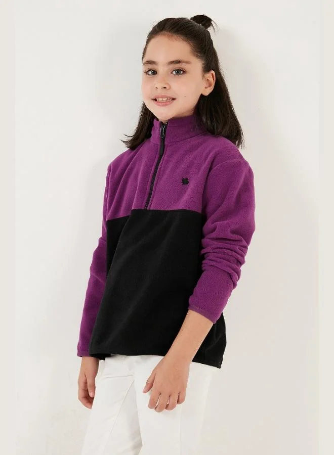 Lela Lela Soft Texture Half Zipper Color Block Stand Collar Polar Unisex Child POLAR 5905004