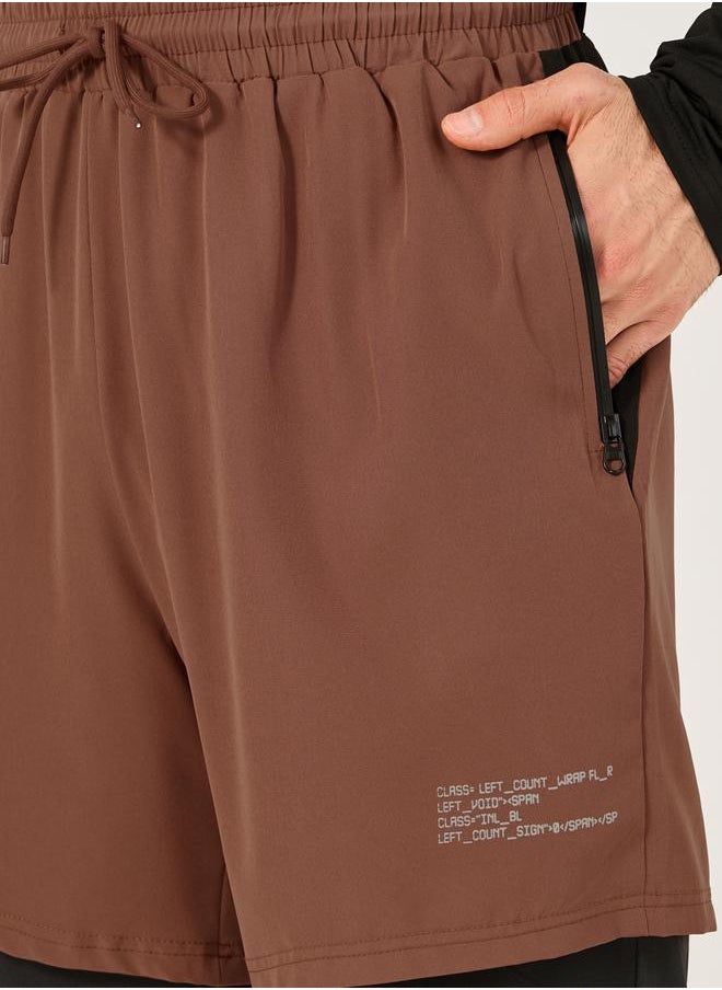 Styli 2In1 Running Shorts with Minimal Print & Zip Pocket Detail  - Image 3
