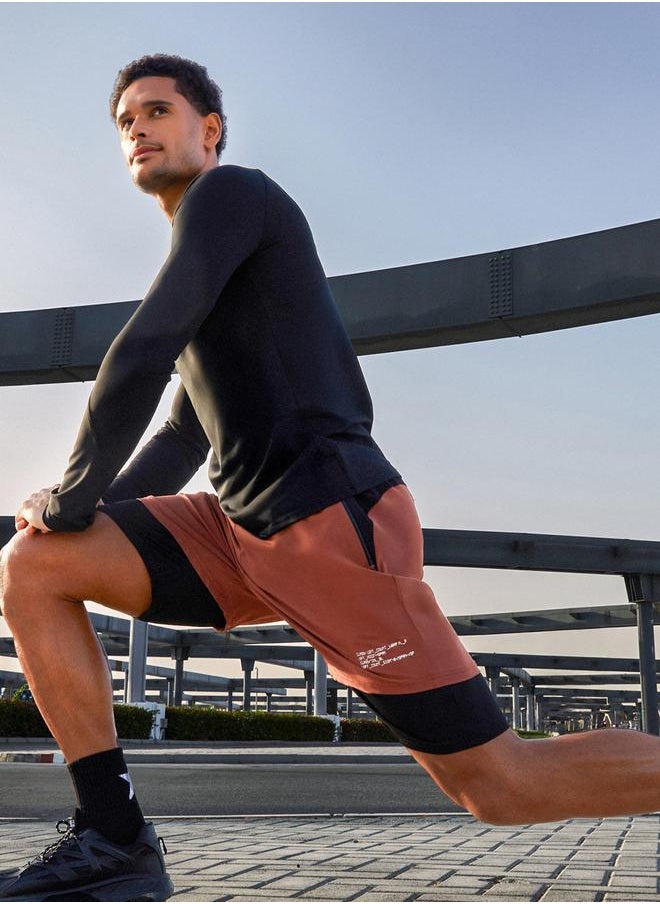 Styli 2In1 Running Shorts with Minimal Print & Zip Pocket Detail  - Image 5