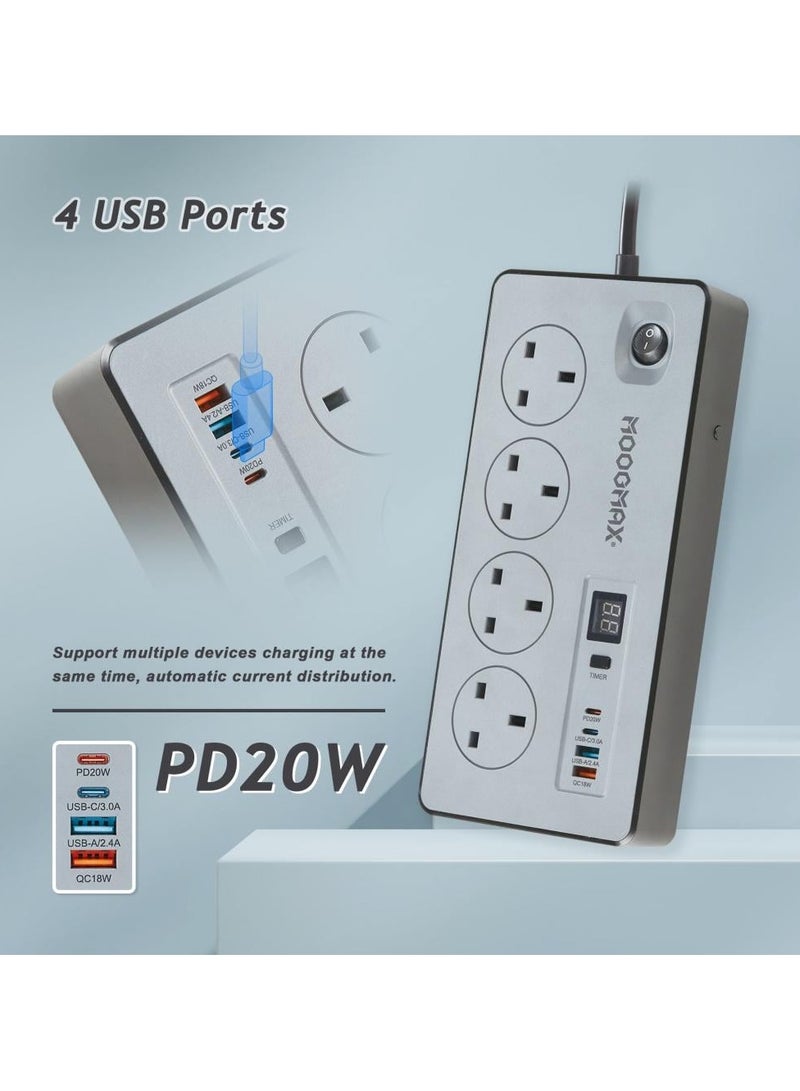 MOOGMAX Premium MOOGMAX MX-EC001 BATUM  4-Socket Extension Board with Individual Switch, Overload Protection, 3-Meter Power Cord, and USB Output – Safe, Reliable, and Efficient Power Solution for Modern Electronics  - Image 2