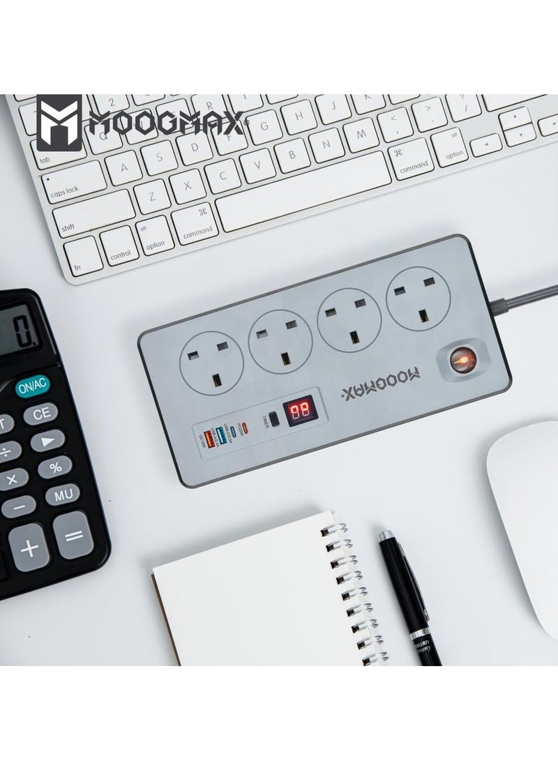 MOOGMAX Premium MOOGMAX MX-EC001 BATUM  4-Socket Extension Board with Individual Switch, Overload Protection, 3-Meter Power Cord, and USB Output – Safe, Reliable, and Efficient Power Solution for Modern Electronics  - Image 3