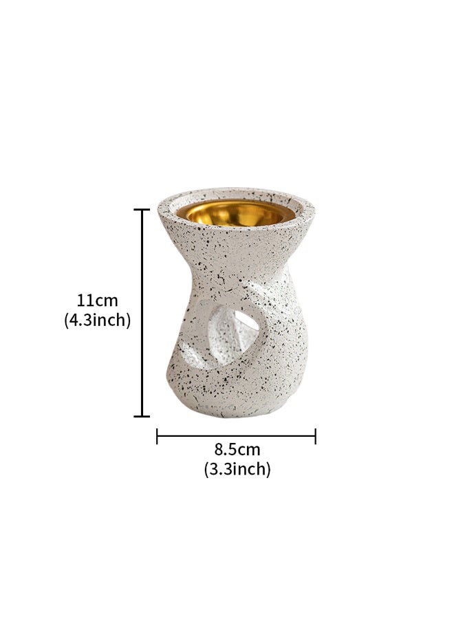 White Ceramic Bakhoor Incense Burner Modern Oud Incense Holder for Arabic Incense Wood Heat Resistant Ceramic Incense Burner for Home Fragrance Prayer Meditation & Ramadan Decor