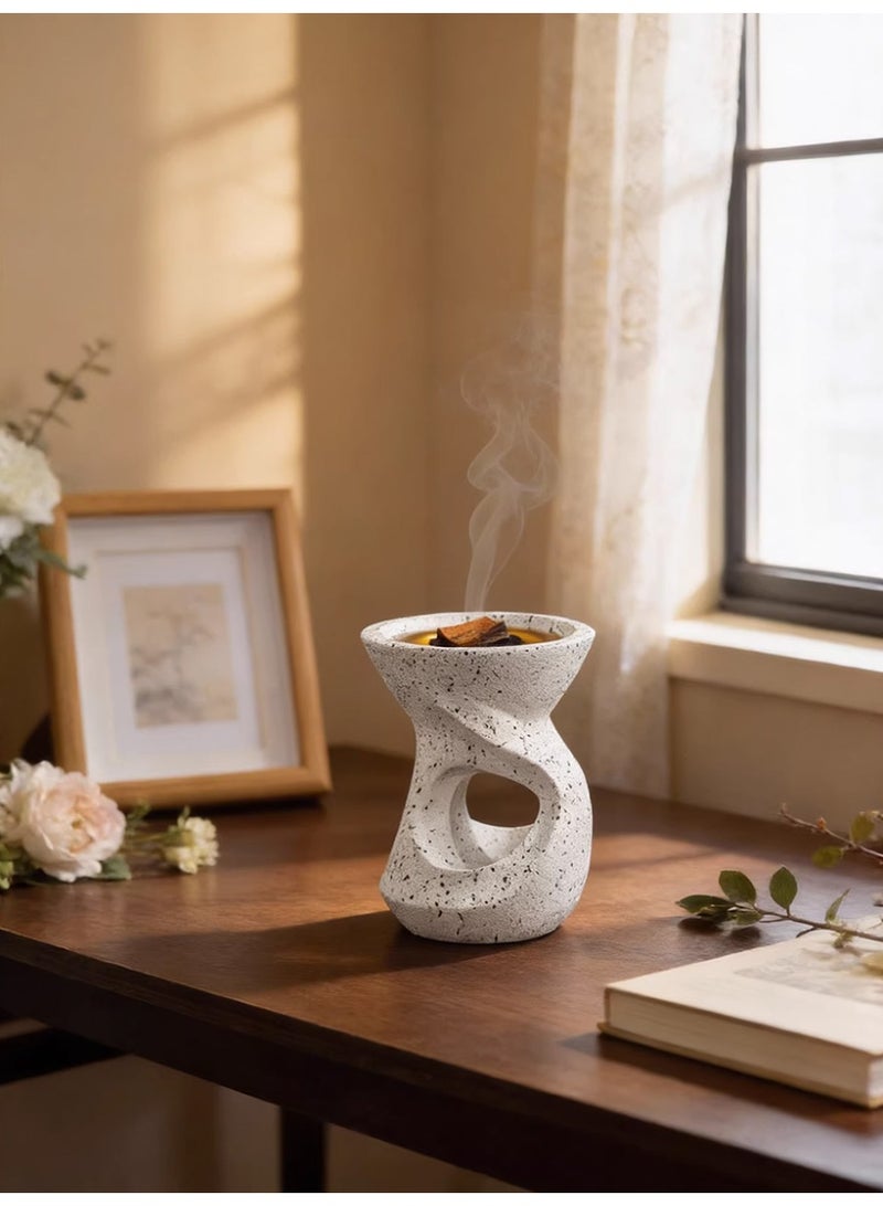 Aromancy White Ceramic Bakhoor Incense Burner Modern Oud Incense Holder for Arabic Incense Wood Heat Resistant Ceramic Incense Burner for Home Fragrance Prayer Meditation & Ramadan Decor - Image 3