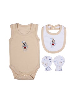 Babies Basic 7 Piece Unisex 100% Cotton Gift Set Include Bib, Blanket, Mitten, Cap, Romper, Top And Bottom Set  - Image 2