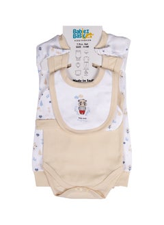 Babies Basic 7 Piece Unisex 100% Cotton Gift Set Include Bib, Blanket, Mitten, Cap, Romper, Top And Bottom Set  - Image 5
