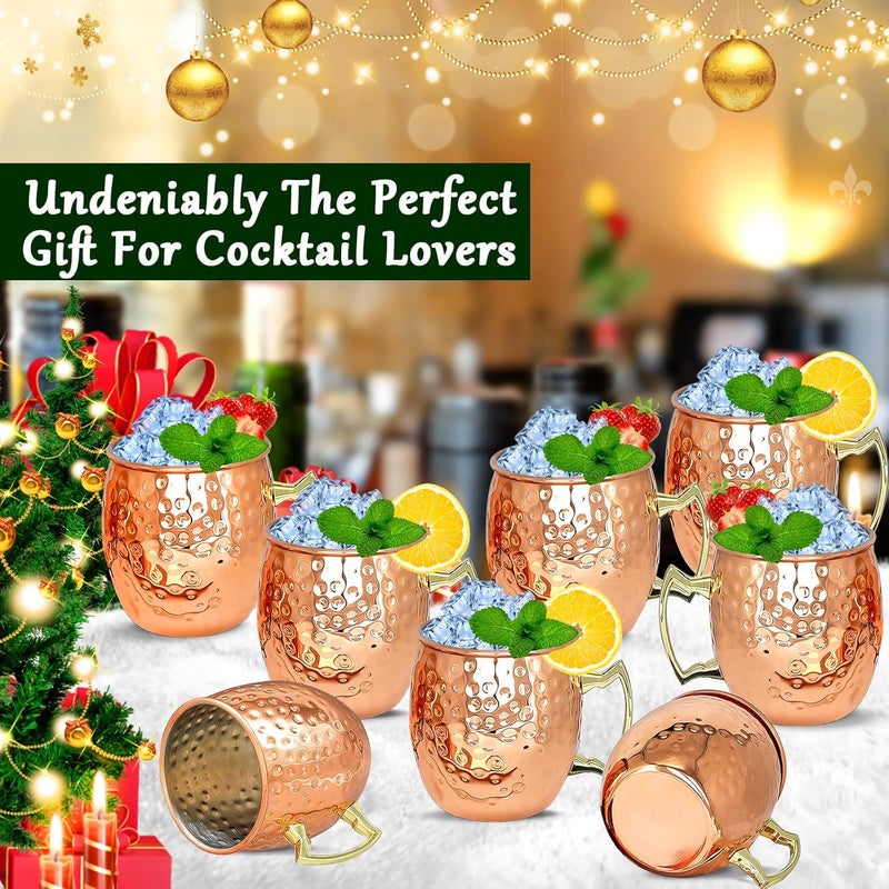 LINALL Moscow Mule Copper Mugs- Set of 8 Copper Plated Stainless Steel Mug 18oz, for Chilled Drinks (8 pcs) - Image 4