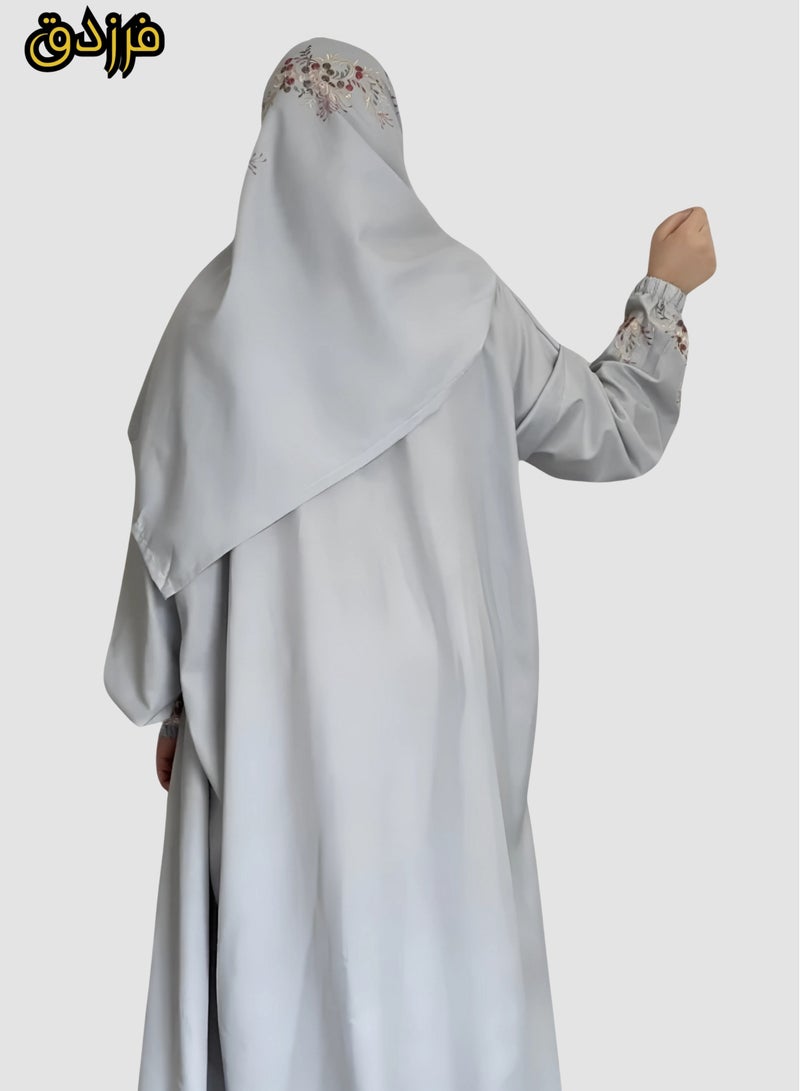 فرزدق شرشف صلاة نسائي رمادي واسع و مريح خامة باردة ممتازة ( مرد) - Image 2