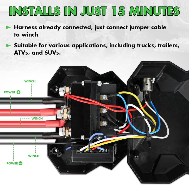 STEGODON Wireless Winch Remote Control Kit 12V Handset Switch Recovery Controller Wireless Winch Receiver with 2pcs Wireless Winch Remote Universal Winch Wireless System for Truck, ATV and SUV - Image 4