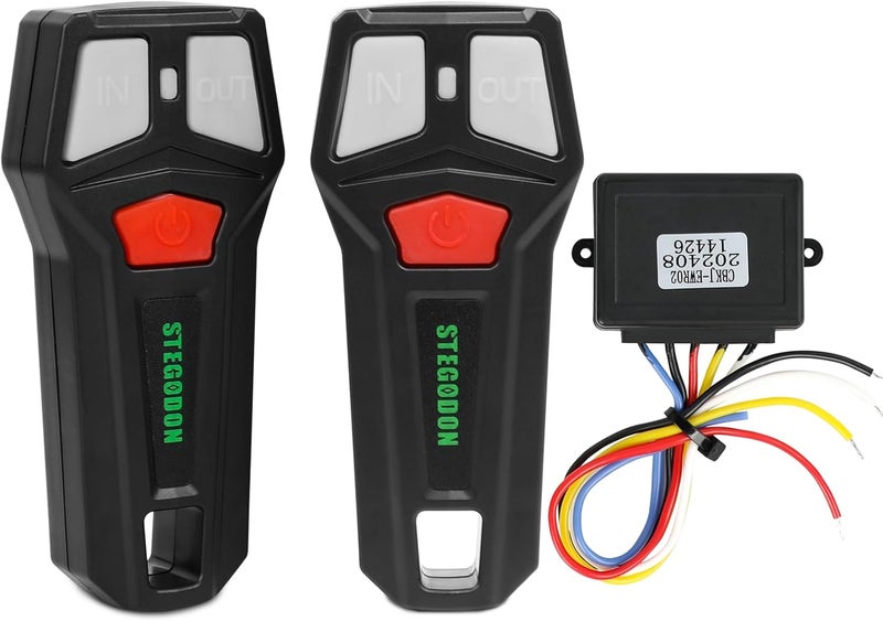 STEGODON Wireless Winch Remote Control Kit 12V Handset Switch Recovery Controller Wireless Winch Receiver with 2pcs Wireless Winch Remote Universal Winch Wireless System for Truck, ATV and SUV - Image 1