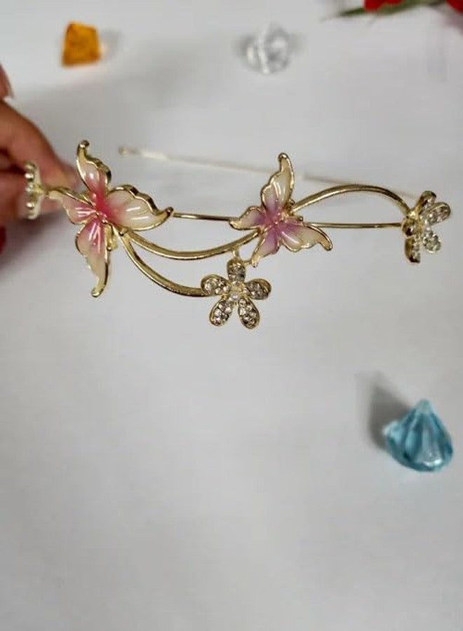 Ashkash 1Pcs Luxury Flower & Butterfly Hair Hoops for Women, Sweet and Elegant Hair Bands for Girls, Korean Wedding Headbands, Bezel Hair Accessories - Image 3