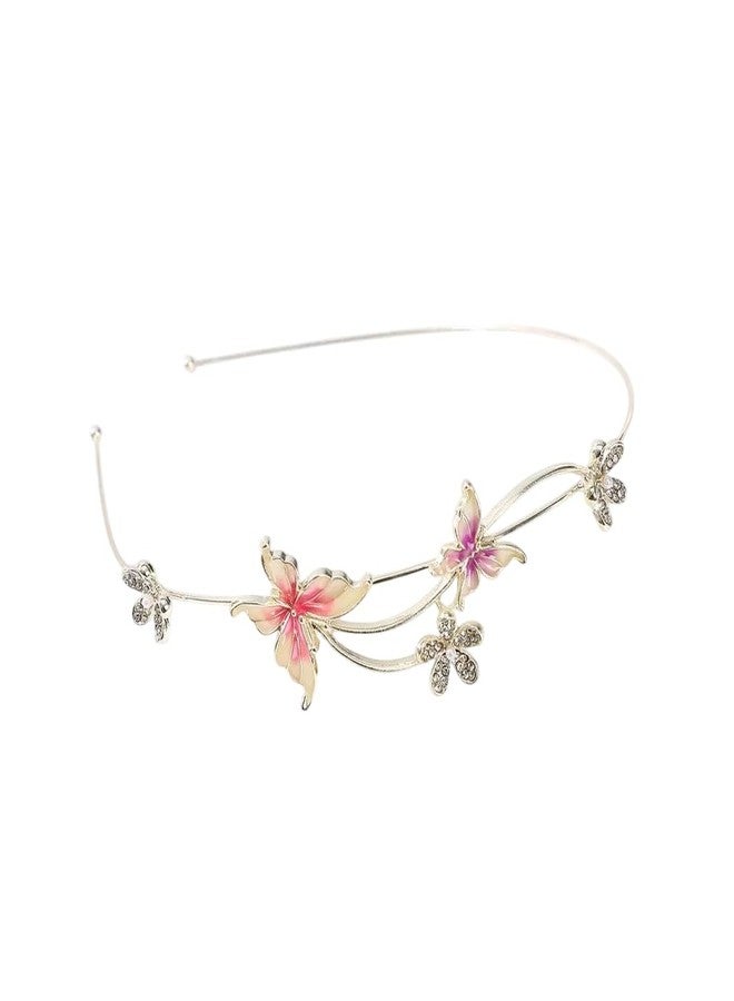 Ashkash 1Pcs Luxury Flower & Butterfly Hair Hoops for Women, Sweet and Elegant Hair Bands for Girls, Korean Wedding Headbands, Bezel Hair Accessories - Image 1