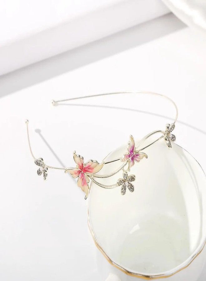 Ashkash 1Pcs Luxury Flower & Butterfly Hair Hoops for Women, Sweet and Elegant Hair Bands for Girls, Korean Wedding Headbands, Bezel Hair Accessories - Image 5