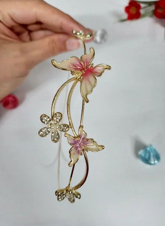 Ashkash 1Pcs Luxury Flower & Butterfly Hair Hoops for Women, Sweet and Elegant Hair Bands for Girls, Korean Wedding Headbands, Bezel Hair Accessories - Image 2