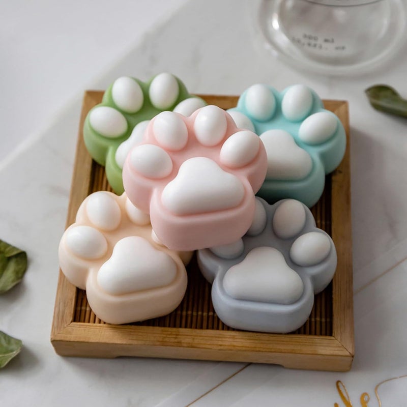 T-shin Tshin Cats Paw Shape Scented Botanical Soap Bar45G Handmade Essential Oil Animal Soap For KidsFace Body Moisturizing Artisanal Floral Soap with Blistering NetPerfume Aroma Bath Soap Gift 