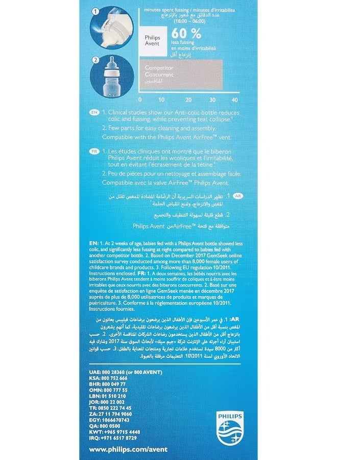 Philips Anti-Colic Infant Feeding Bottle 330ml, Medium Flow Teat, From 3 Months+ Reduce Colic and Discomfort - Image 2