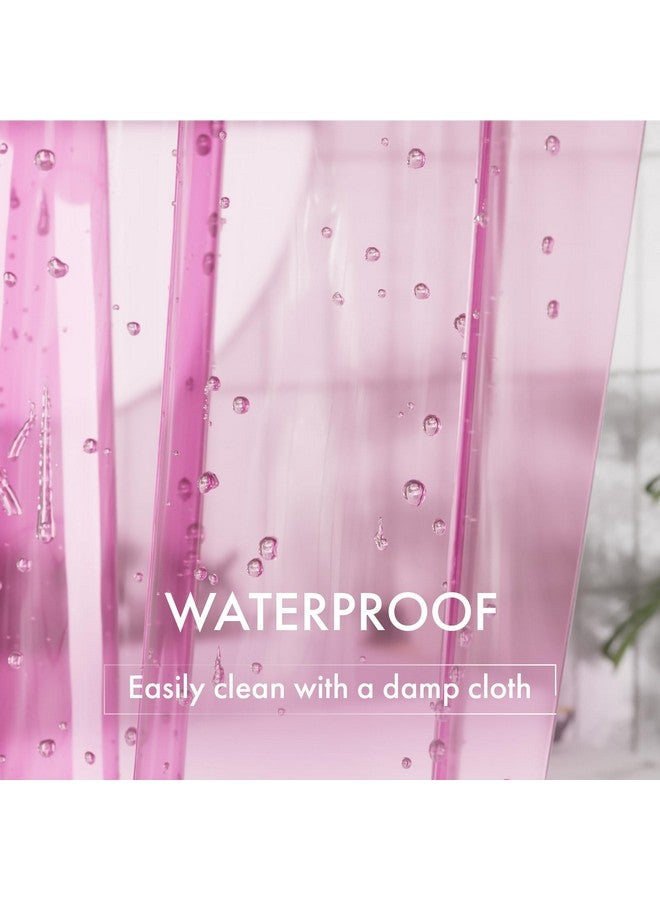 AmazerBath AmazerBath Shower Curtain Liner, 72x72 Transparent Hot Pink Shower Liner, Lightweight Plastic Shower Curtain Liners, Cute Waterproof Shower Liner for Bathroom with 3 Magnets & 12 Grommet Holes  - Image 4