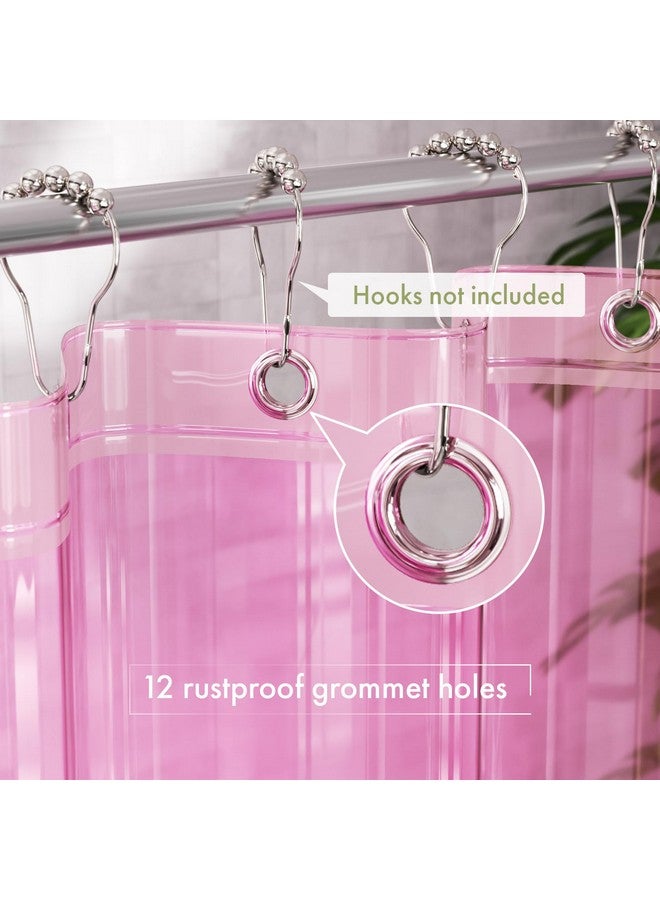 AmazerBath AmazerBath Shower Curtain Liner, 72x72 Transparent Hot Pink Shower Liner, Lightweight Plastic Shower Curtain Liners, Cute Waterproof Shower Liner for Bathroom with 3 Magnets & 12 Grommet Holes  - Image 3
