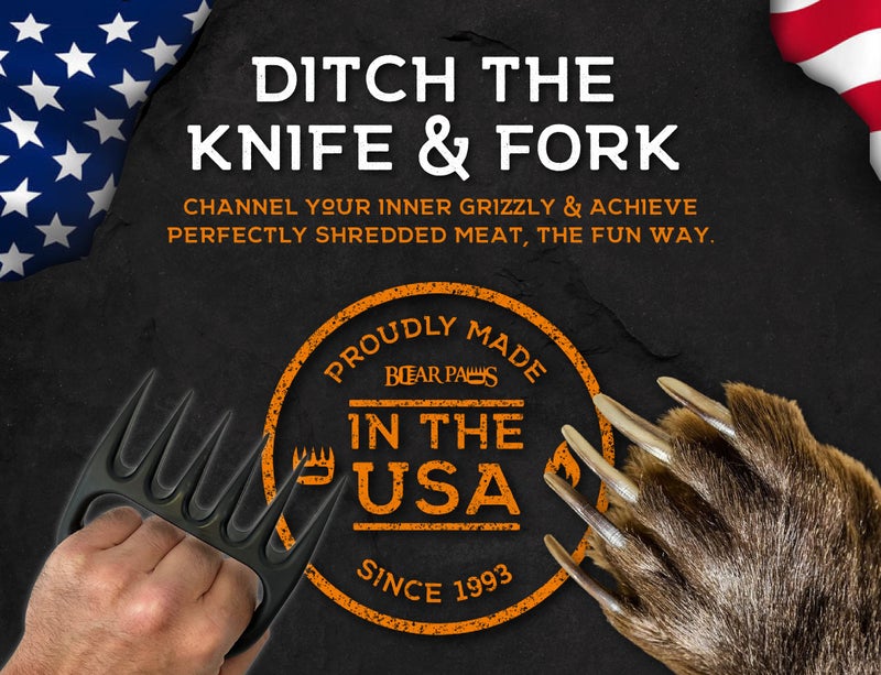 Bear Paws Meat Claws - The Original Meat Shredder Claws for Pulled Pork, USA Made - Easily Lift, Shred, Pull and Serve Pork, Chicken, Brisket and Turkey - Gift for Dad on Father's Day! (Gray) - Image 4