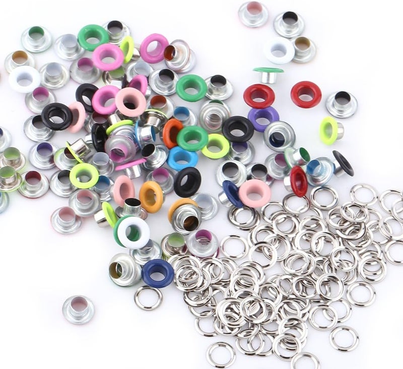 klarako Eyelet Grommets, 100 Sets Colorful Round DIY Grommets Washers for Leather Canvas Clothes Belts Shoes Crafts(Colorized) - Image 1
