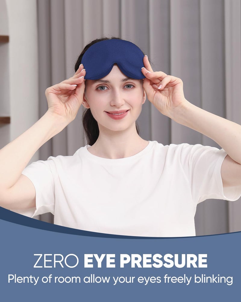 MZOO Sleep Eye Mask for Side Sleeper Men Women, Zero Eye Pressure 3D Sleeping Mask, Light Blocking Patented Design Night Blindfold, Soft Eye Shade Cover for Travel, Blue - Image 2