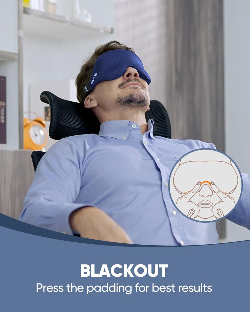 MZOO Sleep Eye Mask for Side Sleeper Men Women, Zero Eye Pressure 3D Sleeping Mask, Light Blocking Patented Design Night Blindfold, Soft Eye Shade Cover for Travel, Blue - Image 4