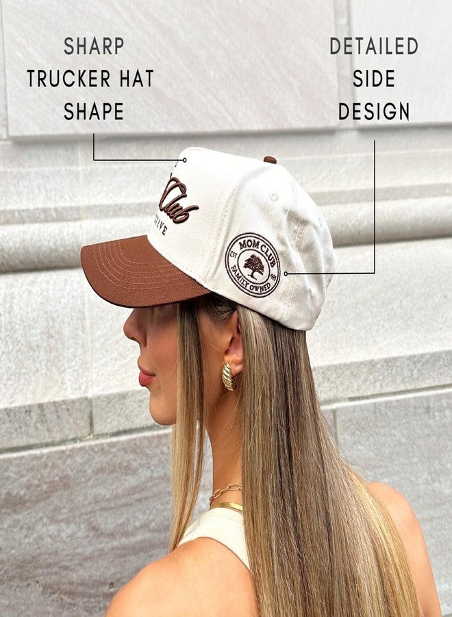 Citrusy Boutique Vintage Trucker Hat | Mom and Dad Hats | Country Trucker Hats | Trendy Baseball Snapback | Two Tone Cotton Embroidered Cap (Cotton, Mom Club | Brown) - Image 5