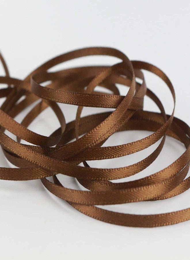 Delite Ribbons شريط ساتان مزدوج الوجه (عرض 0.25 بوصة، طول 45 متر) للأعمال اليدوية، تغليف الهدايا، صنع فيونكات يدوية، خياطة هدايا عيد الميلاد وبطاقات الدعوة (بني) - Image 2