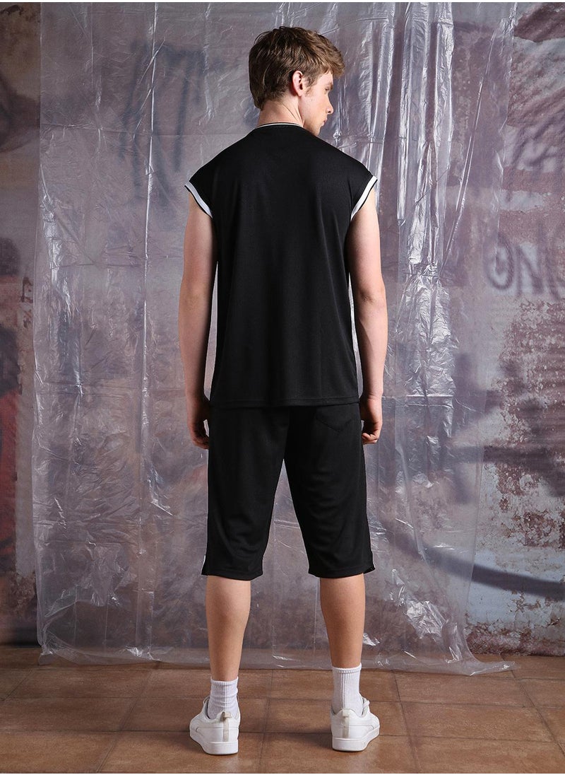 Hubberholme Men Streetletics Mesh Printed Oversized Sleeveless Fit T-Shirt & Shorts Co-ord Set  - Image 5