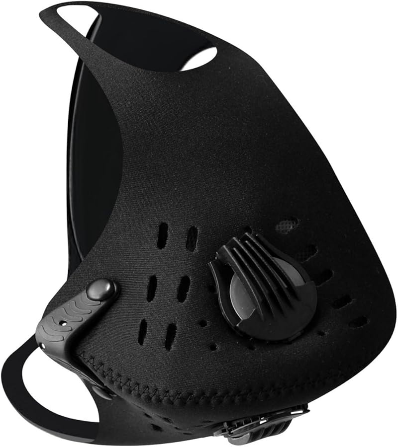 Black Adjustable Reusable Face Mask With Carbon Valves For Cycling Sports - Image 2