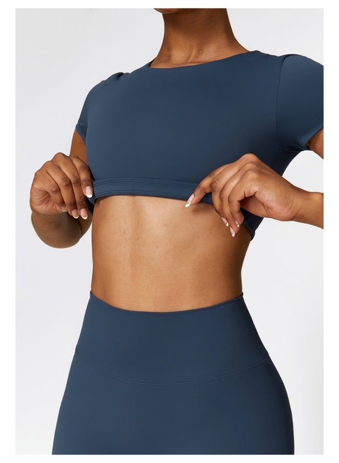 KAWN.YOGA KAWN YOGA Womens Crop Top Shirt Short Sleeves - Padded Low Impact Workout Yoga Shirt with Removable Built in Bra  - Image 5