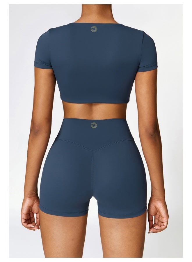 KAWN.YOGA KAWN YOGA Womens Crop Top Shirt Short Sleeves - Padded Low Impact Workout Yoga Shirt with Removable Built in Bra  - Image 4