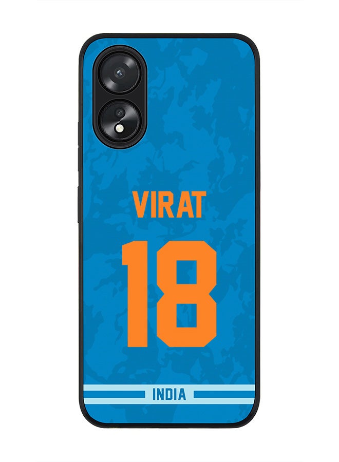 Stylizedd Rugged Black Edge case for Oppo A18 / Oppo A38, Slim fit Soft Flexible Rubber Edges Anti Drop Cover - Team India Virat Kohli, Jersey No 18 - Image 1